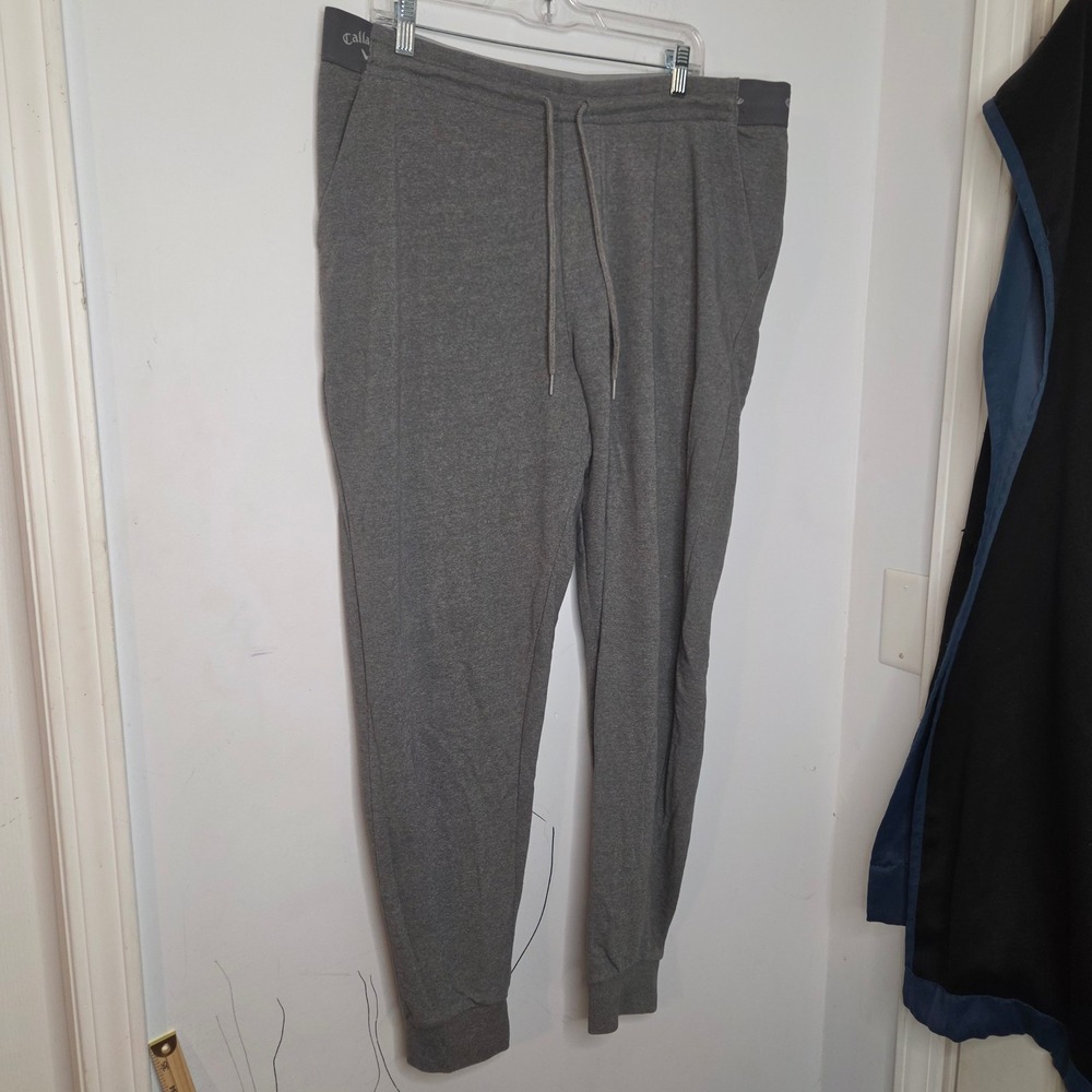 Callaway Mens Gray Heathered Jogger Pants‎ Elastic Waist Drawstring Size XL